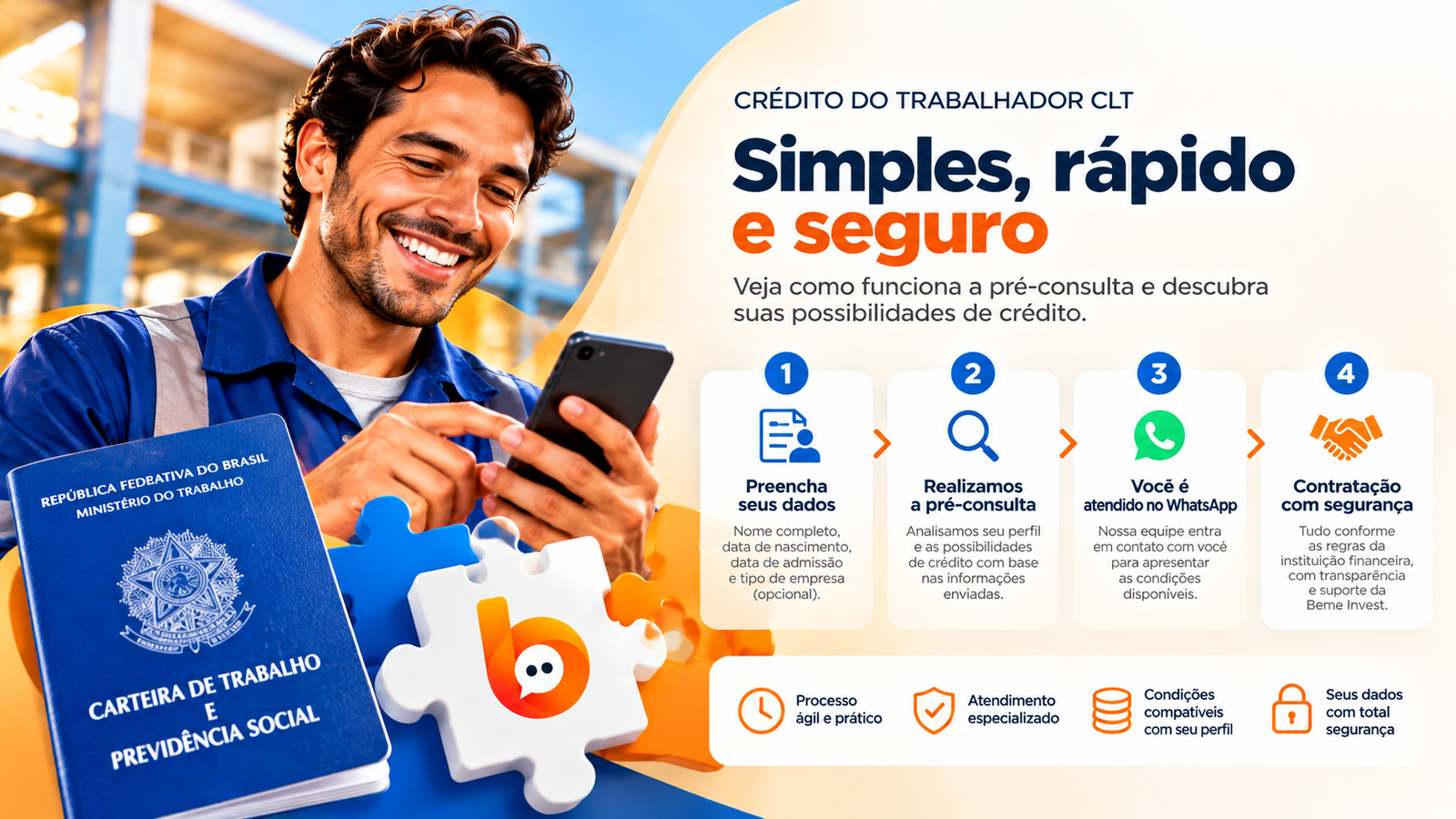 Ilustração educativa sobre o Crédito do Trabalhador CLT.